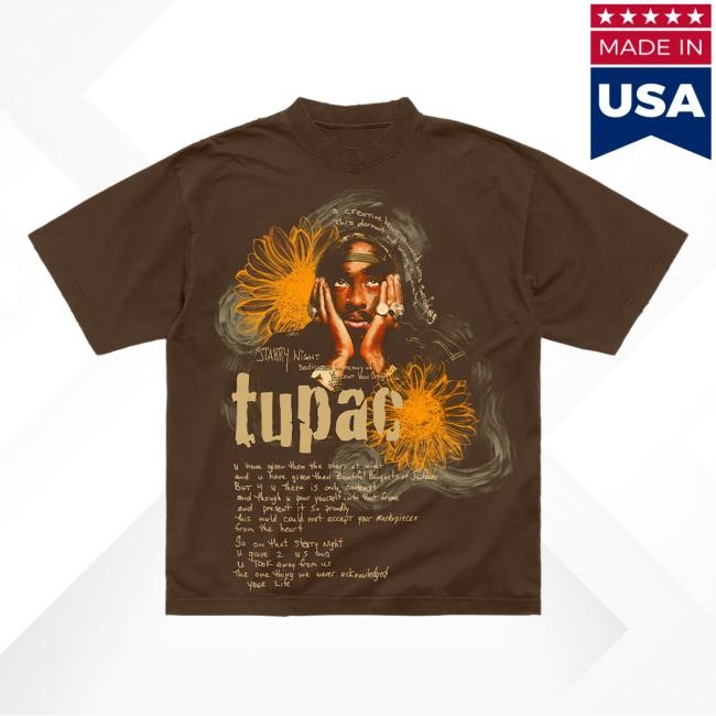2PAC Official Store Merch | Sunflowers Brown New Shirt