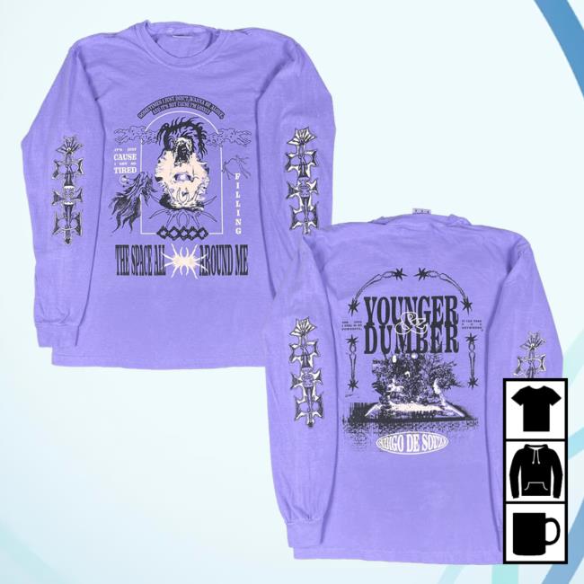 Official Hello Merch Indigo De Souza Younger & Dumber Violet Long Sleeve Tee Shirt HelloMerch