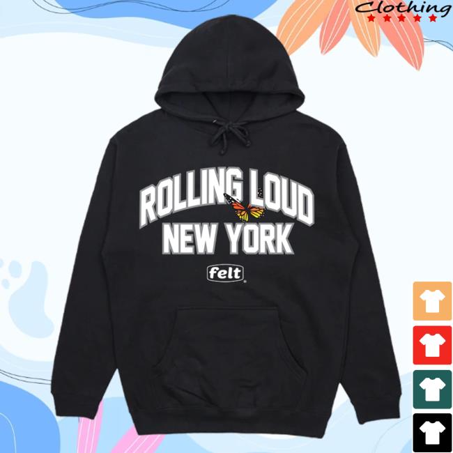 Official Rolling Loud Merch Store Rolling Loud Rl X Felt Collegiate Black Pullover Hoodie Rolling Loud Apparel Clothing Shop RollingLoud