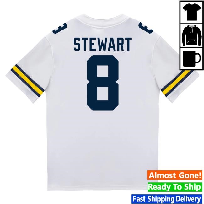The M Den Michigan Wolverines #8 I'Marion Stewart Student Athlete White Football Jersey Tshirt
