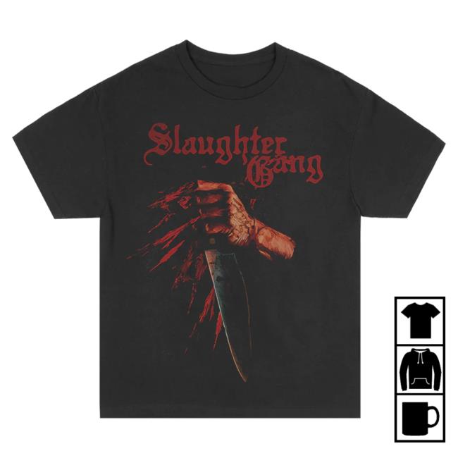 Official 21 Savage Merch Store Saint Laurent Don 21 Savage Slaughter Gang Knife Splatter Tshirt 21 Savage Apparel Clothing 21Savage