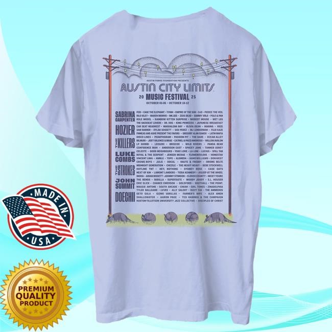 Acl Merch 2025 Dillo Lineup Tshirt Austin City Limits Music Festival