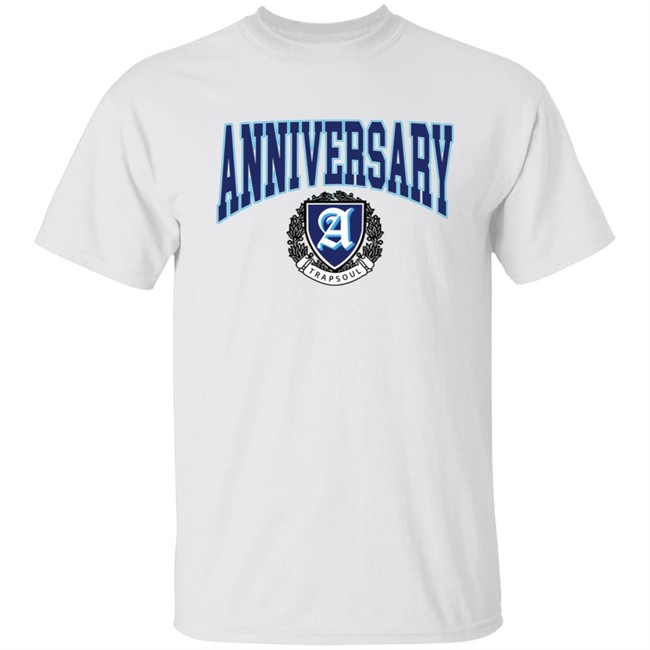 Trapsoul Merch Deluxe Anniversary Varsity Shirt White