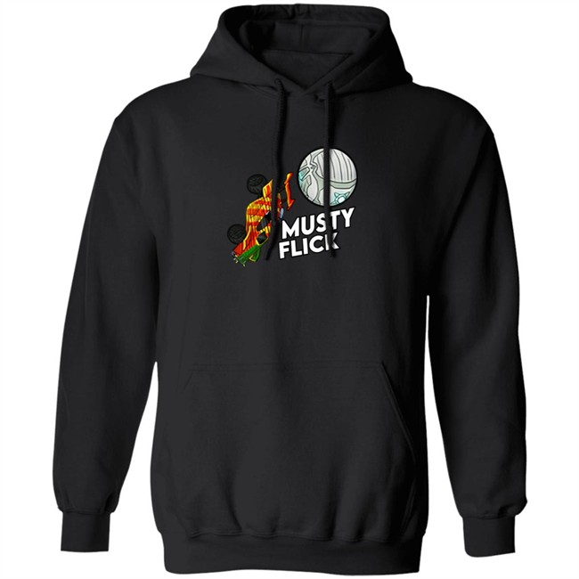 Amustycow Merch Musty Flick Red and Orange Car Hoodie