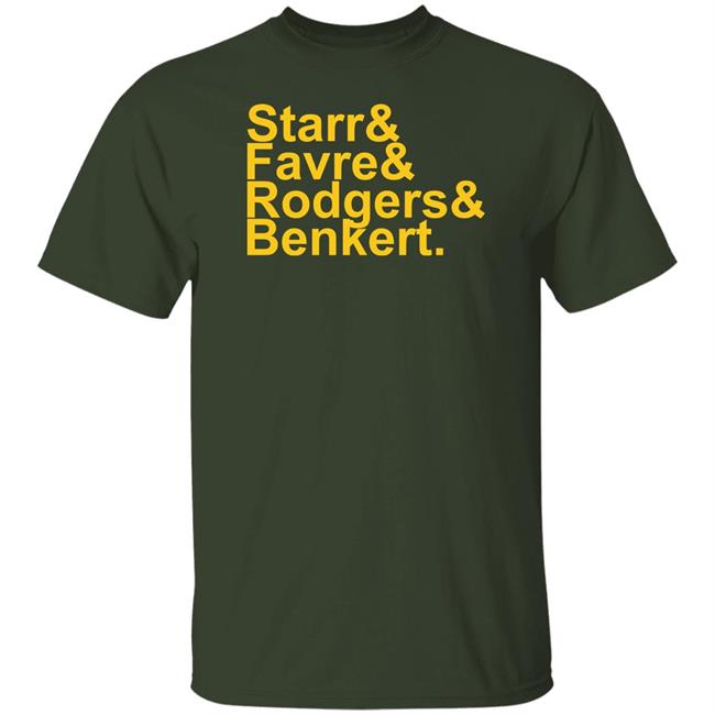 Dakota Mitchell Campeche Collective Merchandise Legendary Green Bay Quarterbacks Starr Favre Rodgers Benkert T Shirt