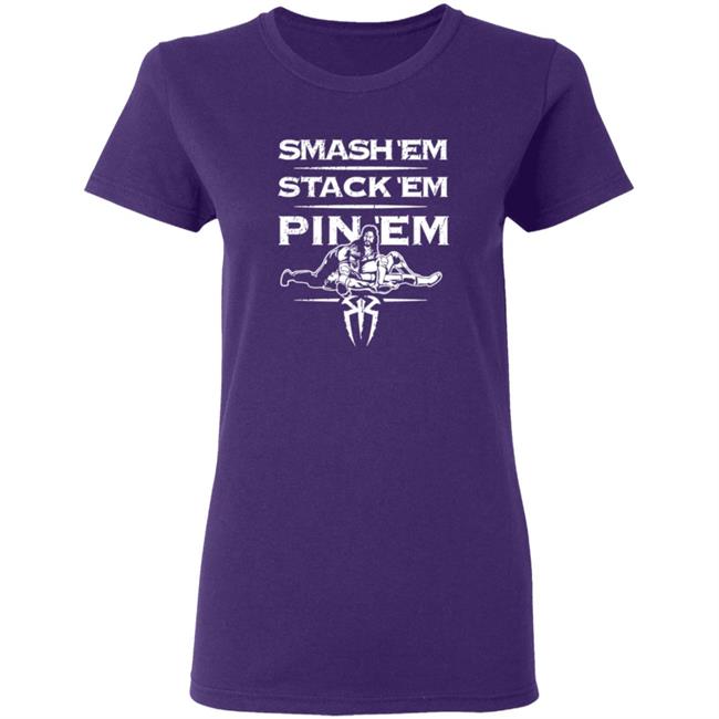 WWE Shop Merch Roman Reigns Smash Em Stack Em Pin Em T Shirt Edge Bryan WWE Shop Merch Roman Reigns Smash Em Stack Em Pin Em T Shirt Edge Bryan
