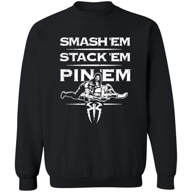 WWE Shop Merch Roman Reigns Smash Em Stack Em Pin Em T Shirt Edge Bryan WWE Shop Merch Roman Reigns Smash Em Stack Em Pin Em T Shirt Edge Bryan
