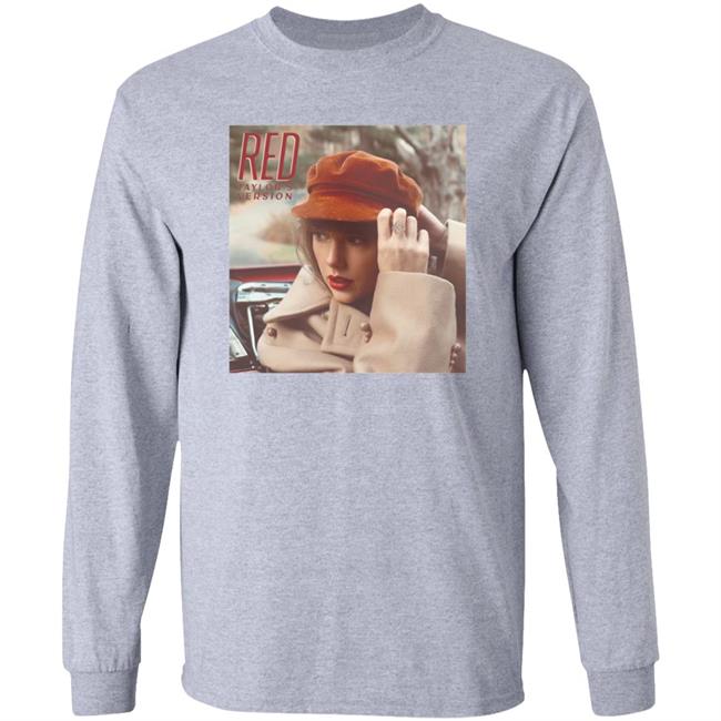 Taylor Swift Red Merch Album Cover Heather Grey Long Sleeve T Shirt