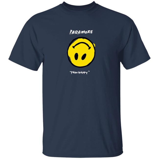 Paramore Merch Paramore Fake Happy Black T Shirt Paramore Merch Paramore Fake Happy Black T Shirt