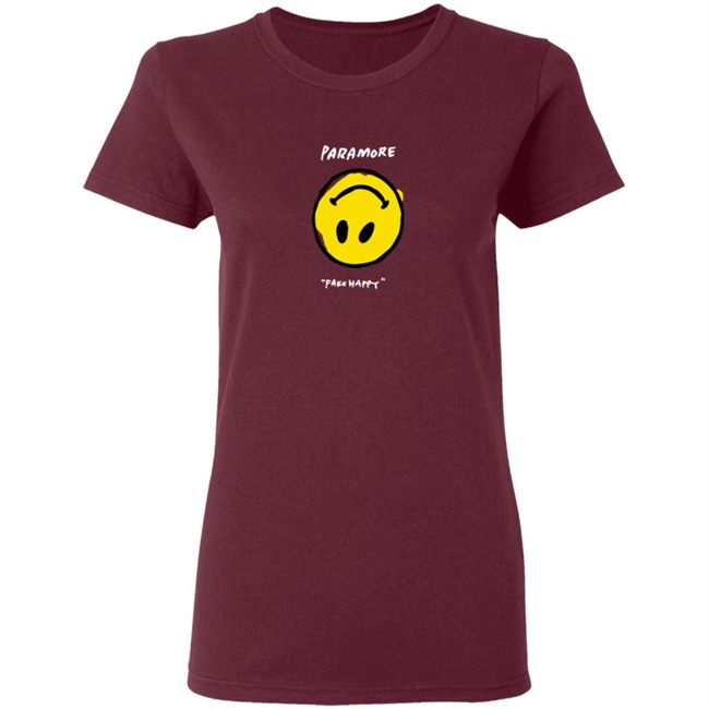 Paramore Merch Paramore Fake Happy Black T Shirt Paramore Merch Paramore Fake Happy Black T Shirt