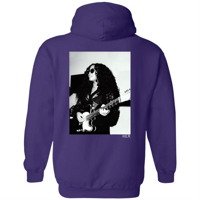 H.E.R. Merch Girls With Guitars Black Hoodie H.E.R. Merch Girls With Guitars Black Hoodie