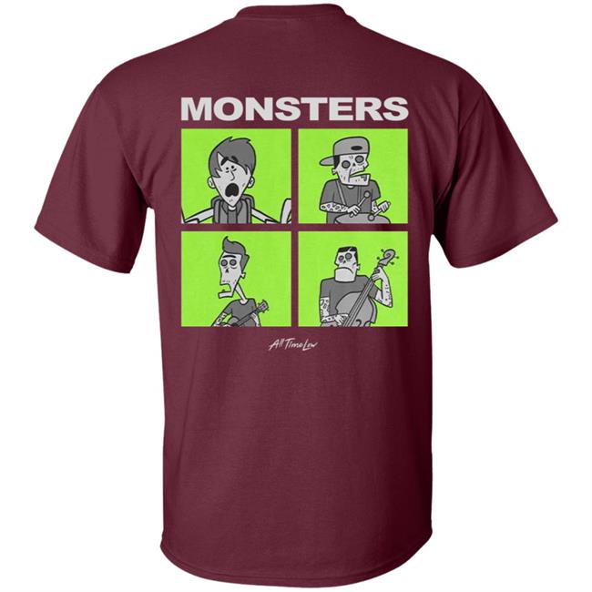 All Time Low Merch Monsters Square Hoodie All Time Low Merch Monsters Square Hoodie