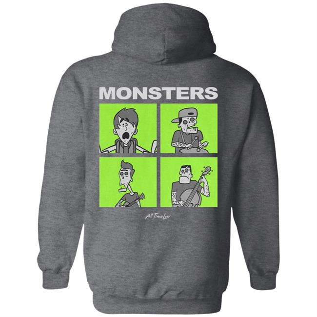 All Time Low Merch Monsters Square Hoodie All Time Low Merch Monsters Square Hoodie