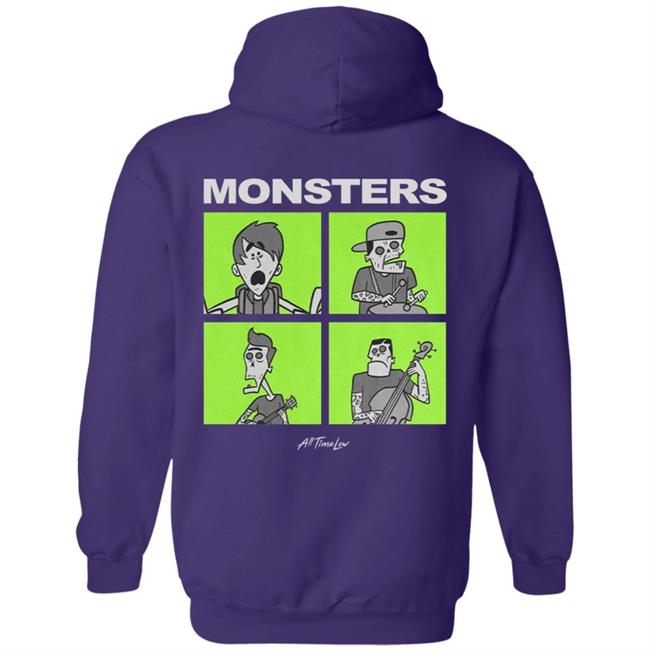All Time Low Merch Monsters Square Hoodie All Time Low Merch Monsters Square Hoodie