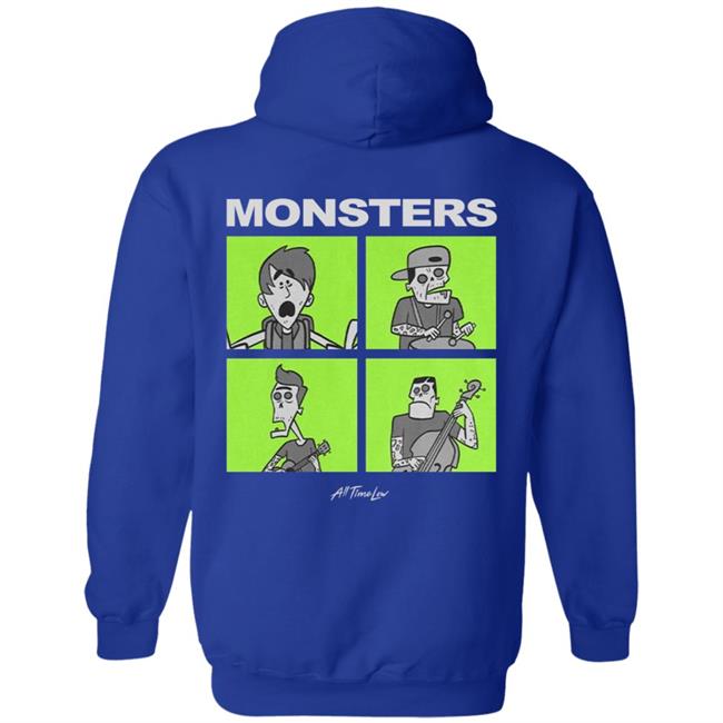 All Time Low Merch Monsters Square Hoodie All Time Low Merch Monsters Square Hoodie