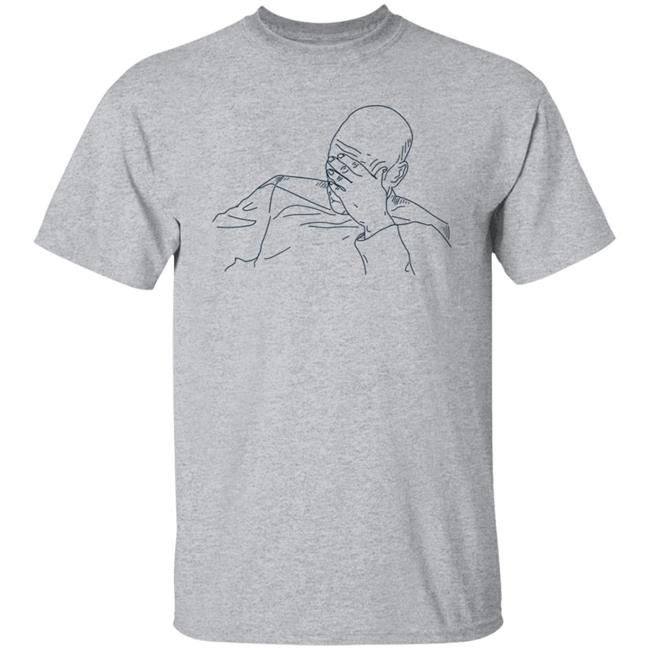 Star Trek Next Generation Captain Picard Facepalm Make it so Meme Outline Shirt