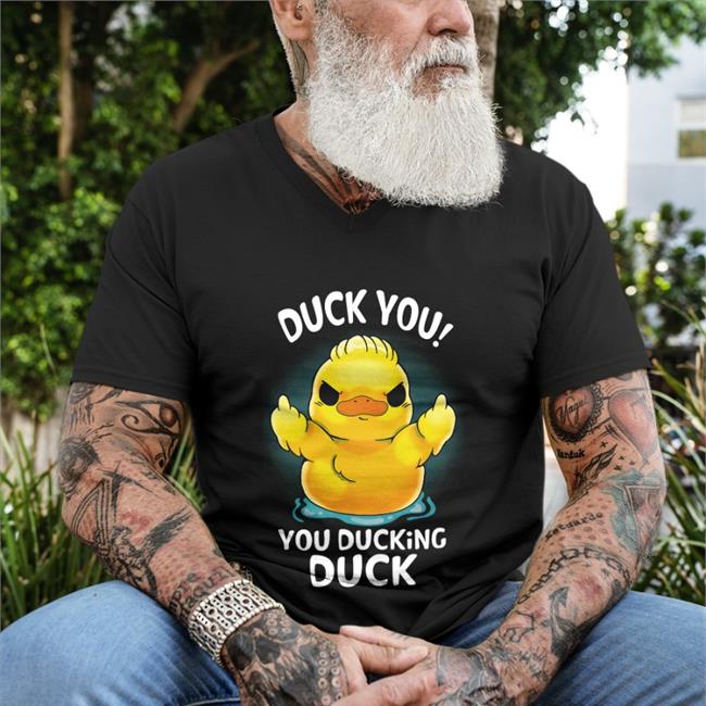 Qwertee Store Merch Duck You You Ducking Duck Sweatshirt Navy QwerTee