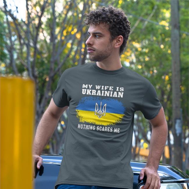 My Wife Is Ukrainian Nothing Scares Me Ukraine Flag Hooded Sweatshirt