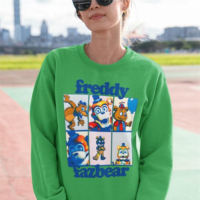 Five Nights At Freddy's Freddy Fazbear Grid Boyfriend Fit Girls Tee Jonny Blox