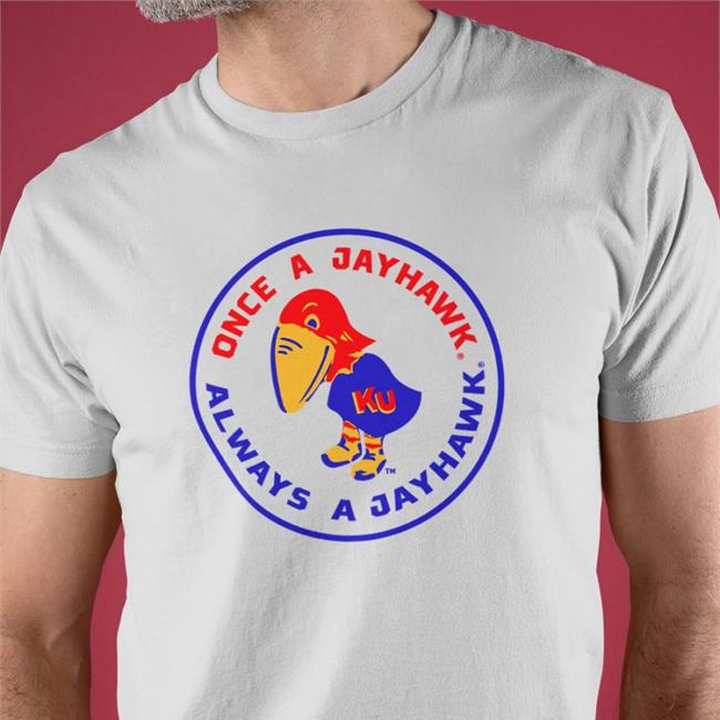 Charliehustle Merch Once A Jayhawk Always A Jayhawk Light Blue Tee Shirt Offical Kansas Jayhawk Fans