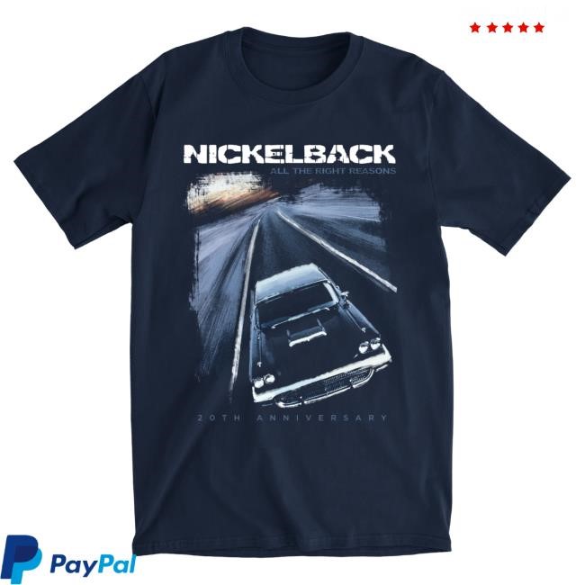 Official Nickelback Merch Nickelback ATRR 20th Anniversary Cover Navy Shirt