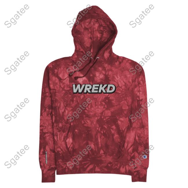 Official Wrekd X Vroom Unisex Champion Tie-Dye Sweater Mulled Berry