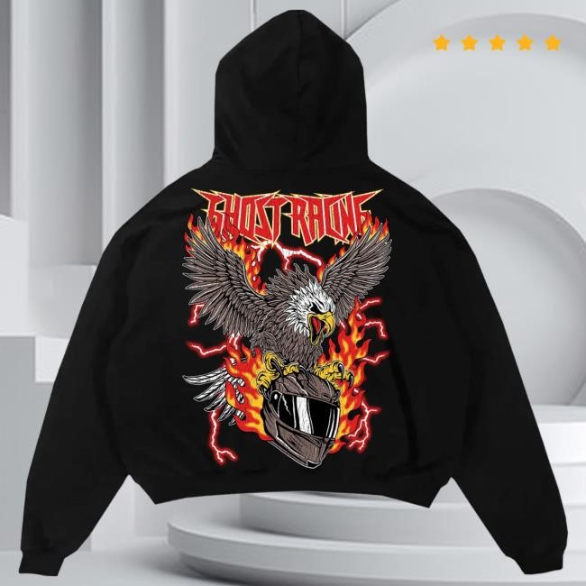 Official Ghost Racing Clothing Red Flaming Eagle Tee - Black Official Ghost Racing Clothing Red Flaming Eagle Top Shirt - Black