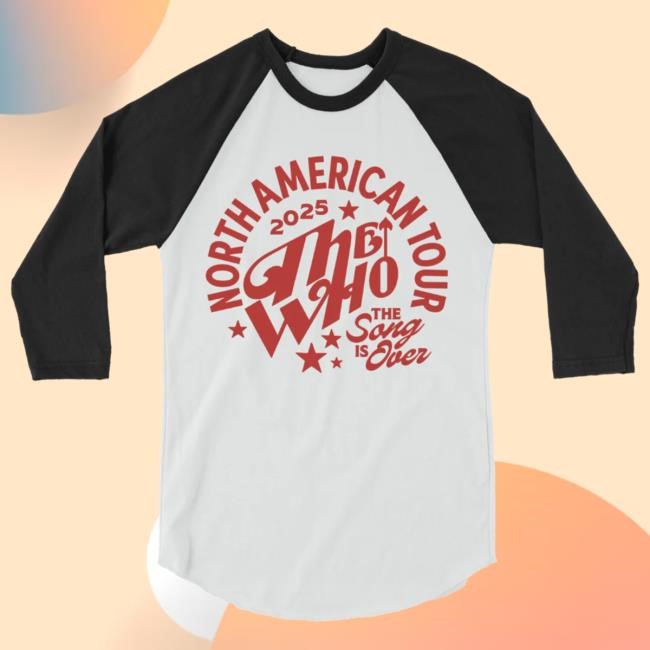 Official The Who Merch The Song is Over Tour Raglan Long Sleeve Tees The Who Rock Band