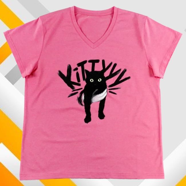 CaseOh Game Kitty Women's V-Neck Dark Pink Every Day Gear