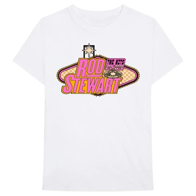 Official Rod Stewart The Hits Vegas Marquee T Shirt