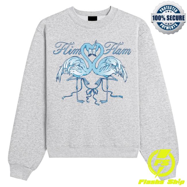 Official The Official Flim Flam Shop Merch Store – Flamingo Love Birds Attractive Hoodie Grey