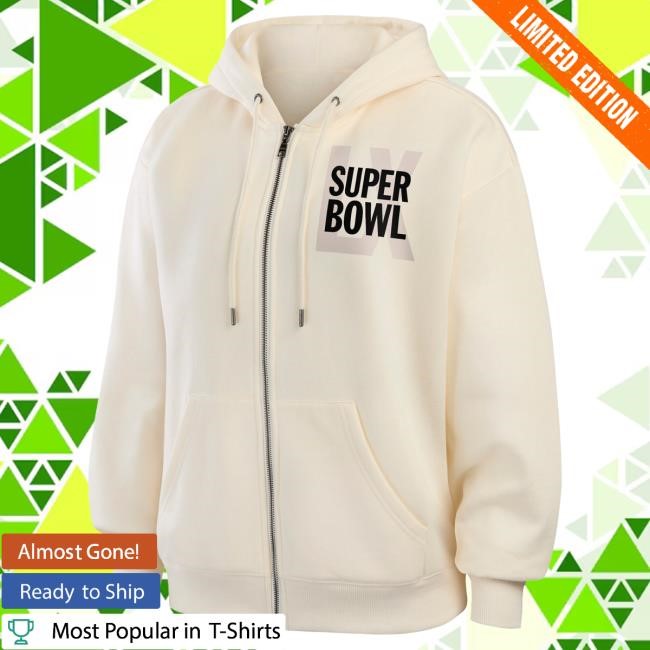 Stadium Ready Super Bowl LX NFL WEAR Beige Full-Zip Hoodie Authentic NFL Super Bowl LX Beige Full-Zip Fleece Hoodie Drop