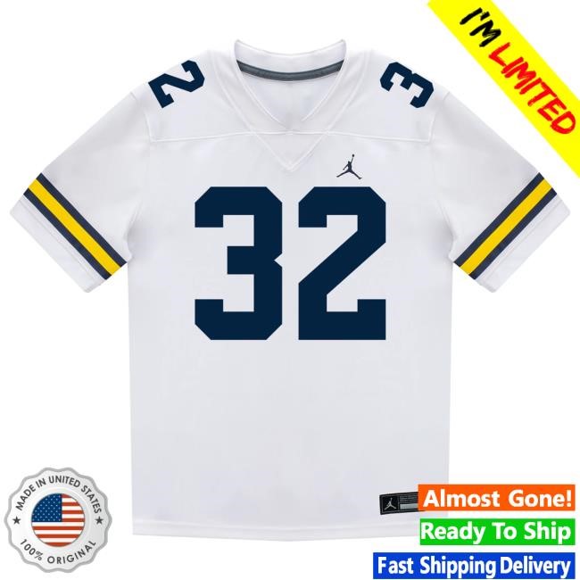 Michigan Wolverines #32 John Volker Student Athlete White Football Jersey Shirts The M Den Shop Official