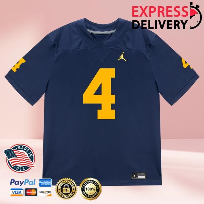 The M Den Michigan Wolverines #4 TJ Guy Student Athlete Blue Football Jersey Shirts