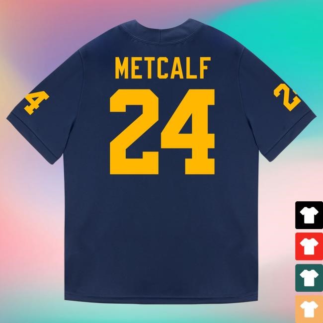 The M Den Michigan Wolverines #24 Tevis Metcalf Student Athlete Blue Football Jersey Tshirt