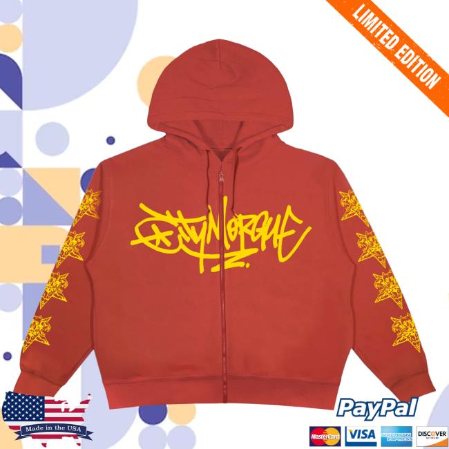 Official City Morgue Clothing Shop Graffiti Washed Zip Up Crew neck Sweatshirt Red Citymorgue Merch