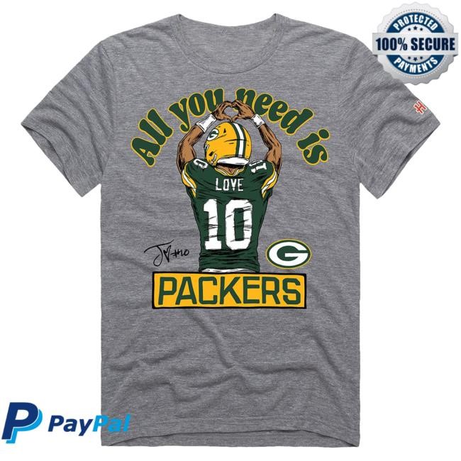 Official Green Bay Merch Packers Homage #10 All You Need is Love Tees GreenBay