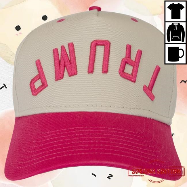 Official Donald Trump Merch Shop Upside Down Trump Embroidered Hat Stone/Hot Pink Trump Store