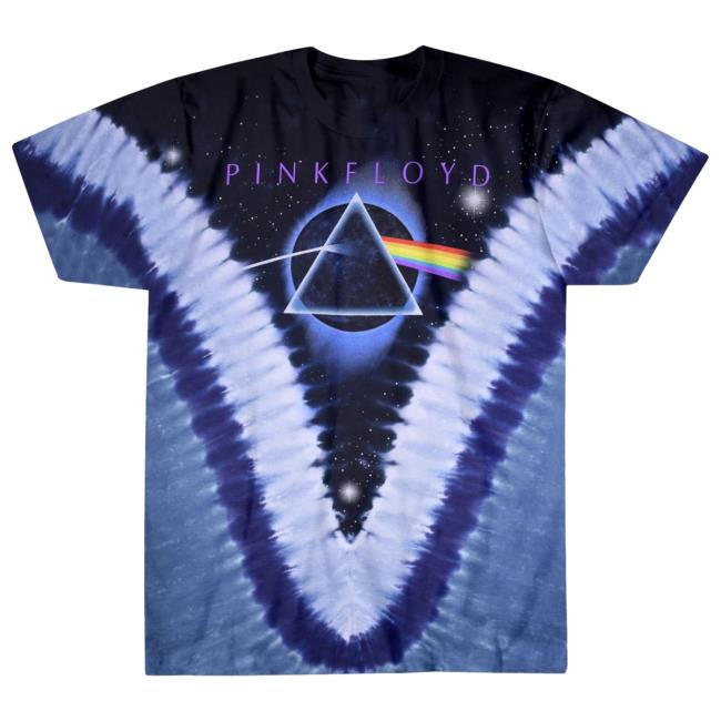 Official Merch Bar Pink Floyd Store Shop Pink Floyd Pyramid V Tie-Dye Popover Shirt PinkFloyd Merchbar