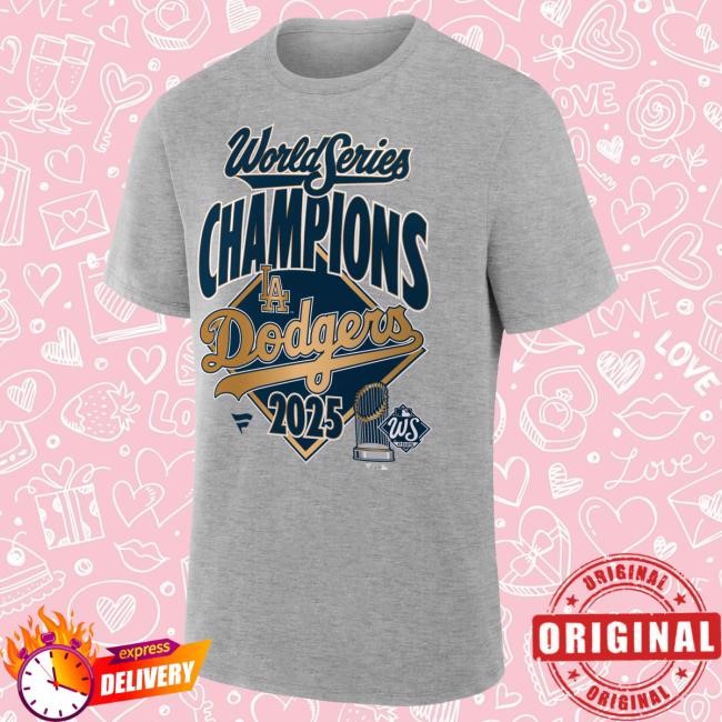 Men's Los Angeles Dodgers Fanatics Steel 2025 World Series Champions Locker Room Long Sleeve Shirt Official MLB Shop