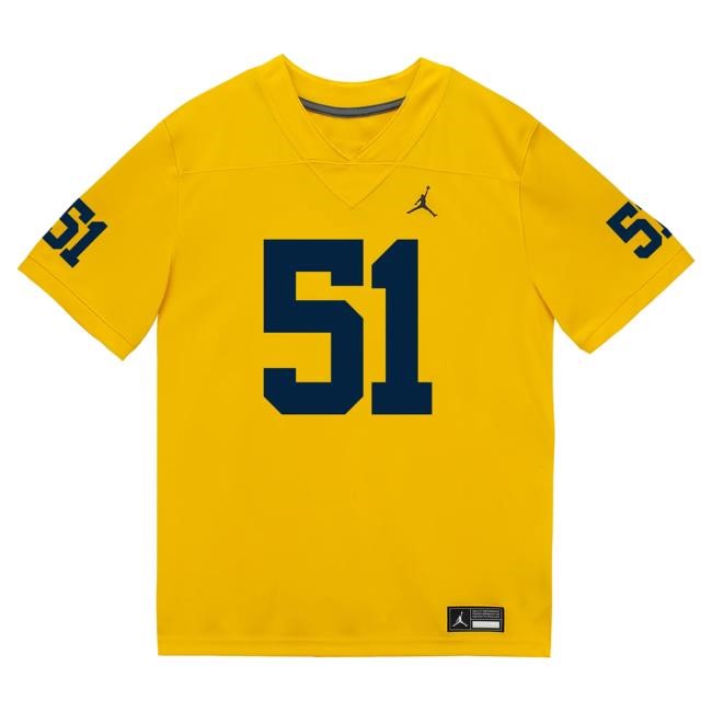 Michigan Wolverines #51 Greg Crippen Student Athlete Maize Football Jersey T Shirt The M Den Shop