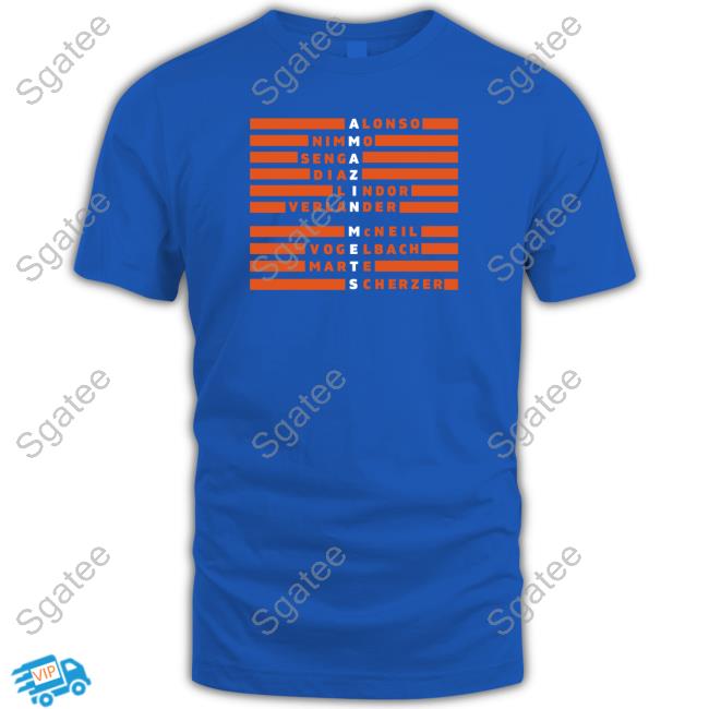 Official Amazin Mets Alonso Nimmo Senga Diaz Lindor Verlander Mcneil Vogelbach Marte Scherzer T Shirts