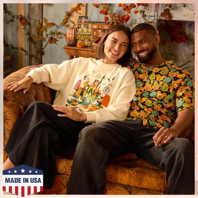 Official Disney Mickey and Minnie Mouse Halloween Crewneck for Adults