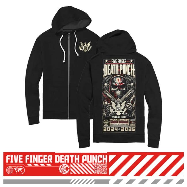 Official Five Finger Death Punch Merch Store Knucklehead Reaper Zip Attractive Hoodie Five Finger Death Punch Clothing Shop