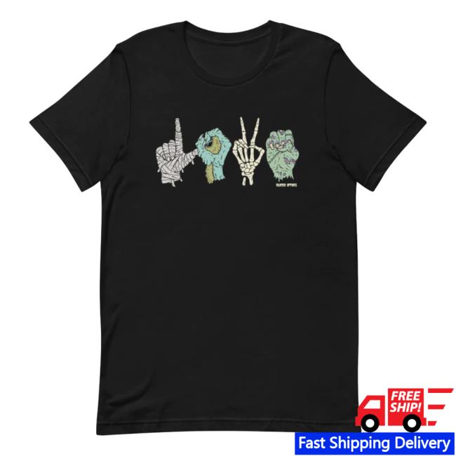 Official Murder Apparel Clothing Store Shop Merch Monster Love Sign Language Tee