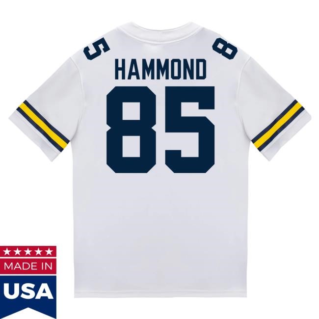 The M Den Michigan Wolverines #85 Ted Hammond Student Athlete White Football Jersey T Shirt