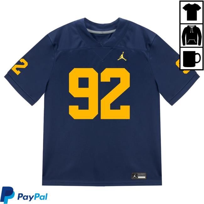 The M Den Michigan Wolverines #92 Ike Iwunnah Student Athlete Blue Football Jersey Hot Shirt