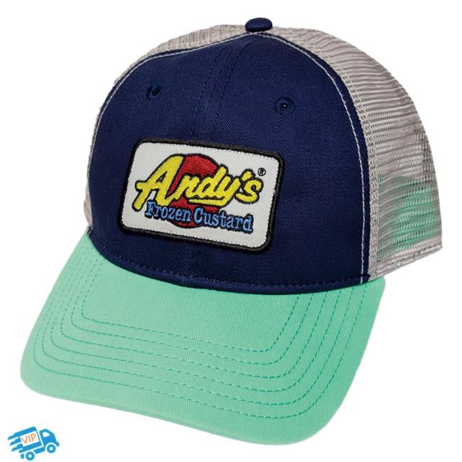 Official Andy's Frozen Custard NEW! Trucker Cap - Navy-Mint-Grey