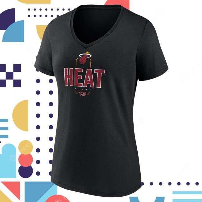 Bam Adebayo NBA Basketball Miami Heat Name Number V-Neck Shirt Miami Heat NBA Basketball Bam Adebayo Women's Graphic V-Neck