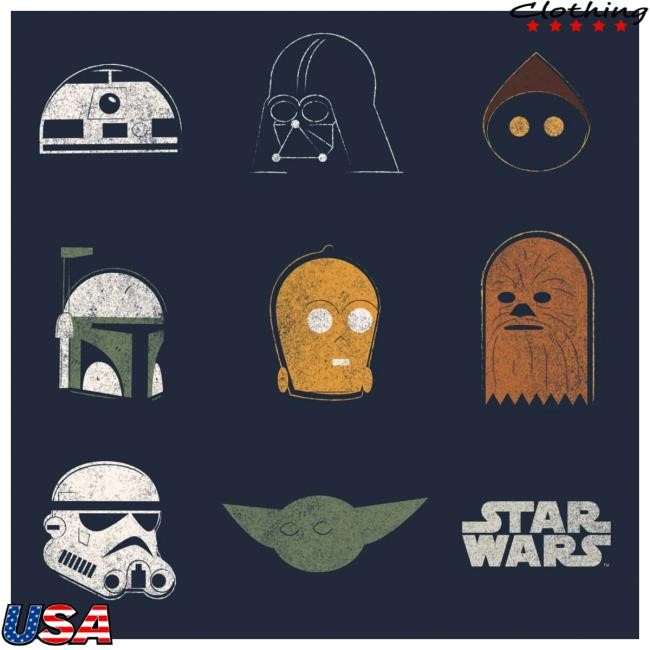 Official Heroes And Villains Store Star Wars Retro Character Hot Shirt